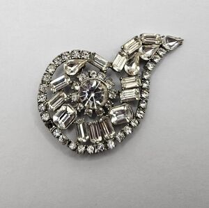 Vintage Rhinestone Paisley Swirl Brooch